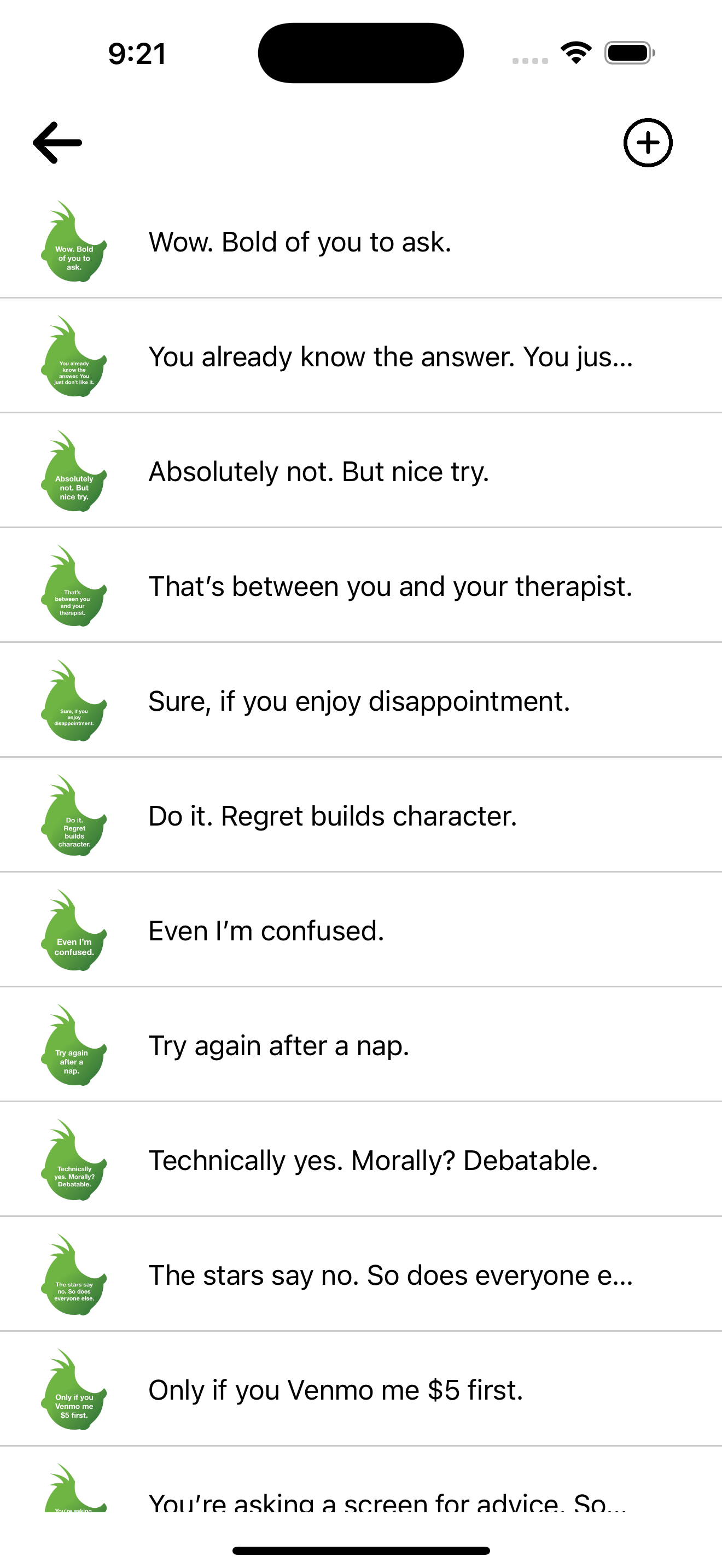 iTell Edit Responses Screen